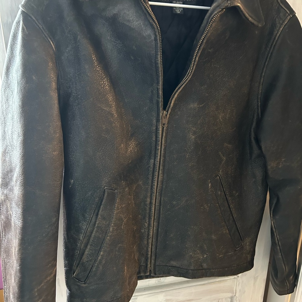 J. Crew Womens Distressed Black Leather Jacket - Picture 3 of 8